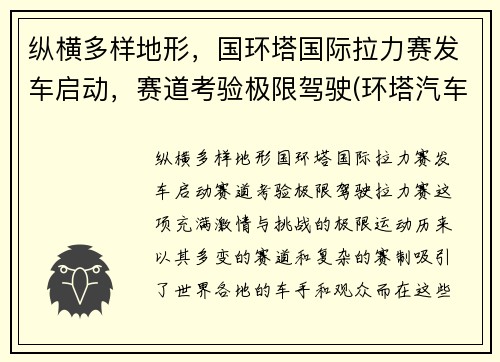 纵横多样地形，国环塔国际拉力赛发车启动，赛道考验极限驾驶(环塔汽车拉力赛)
